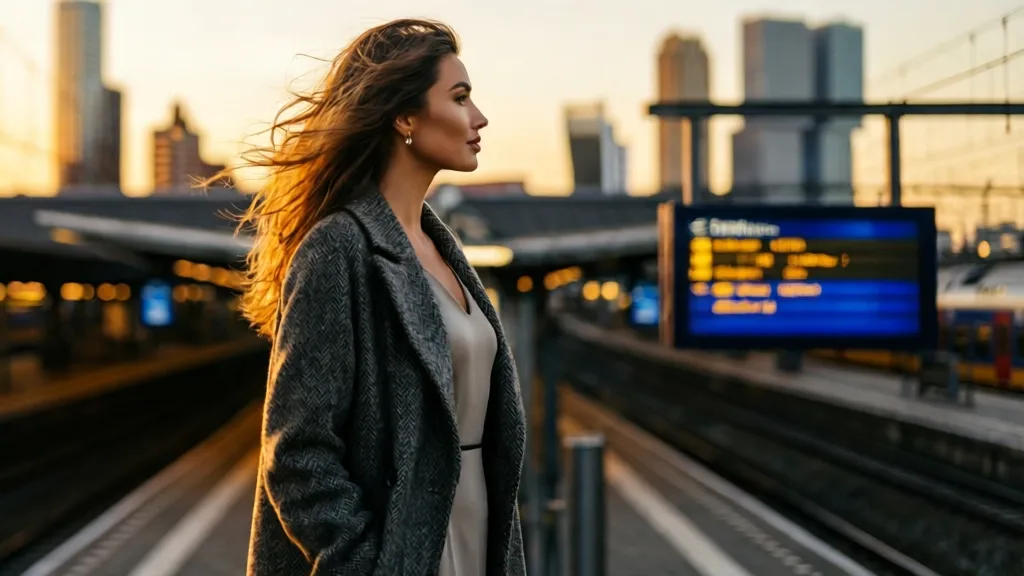 Woman at Rotterdam train station representing privacy and live verification.
