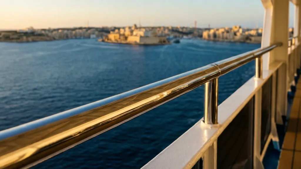 The view from a ferry deck in Malta at sunset, representing private mobile browsing during transit.